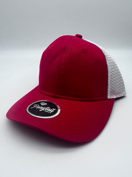 Red / White Ponytail Hat