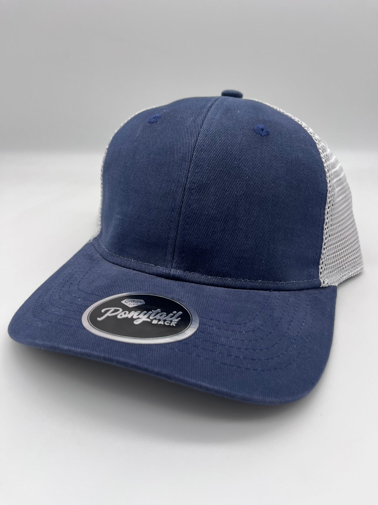 Blue / White Ponytail Hat